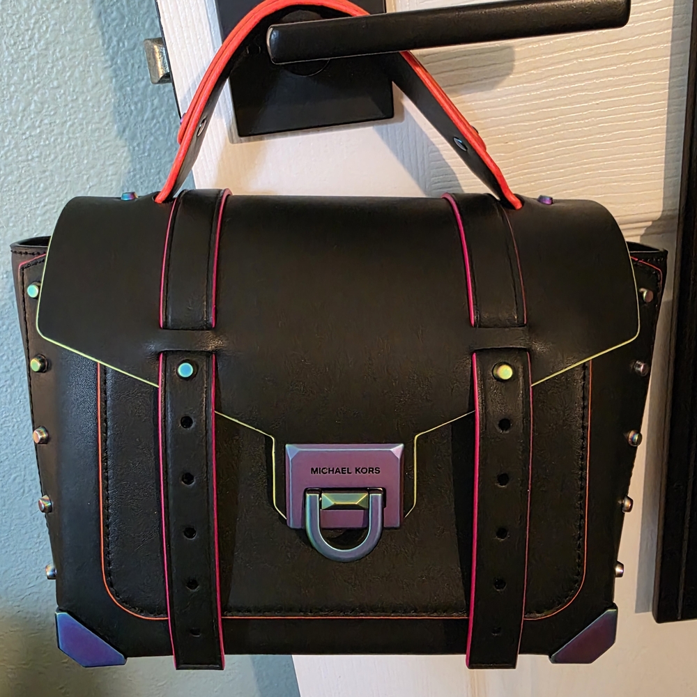 Michael Kors Black Handbag with Colorful Accents